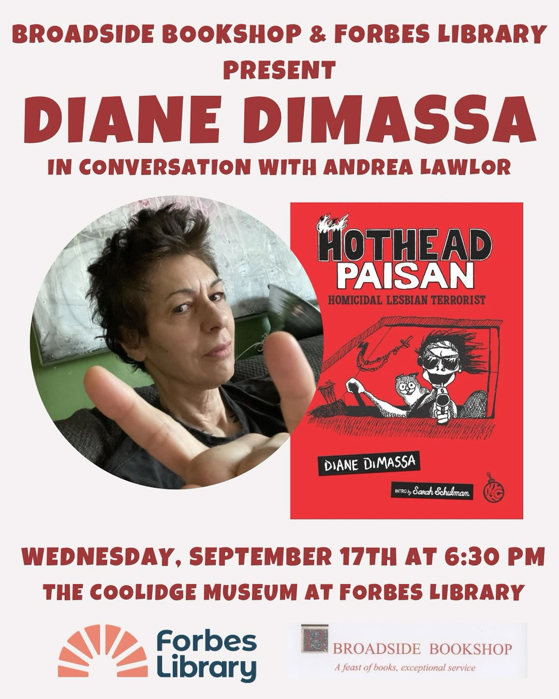 Diane DiMassa and Andrea Lawlor discuss 'Hothead Paisan,' Northampton, MA