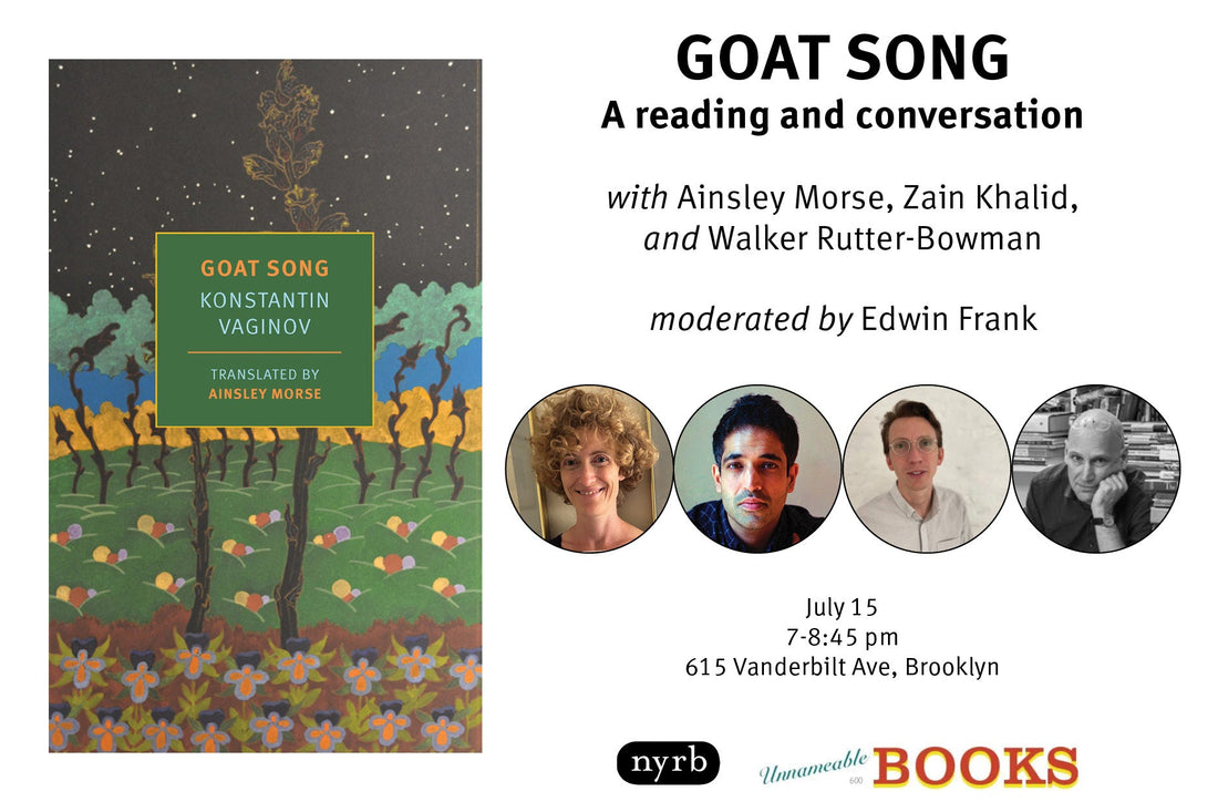 Goat Song: Ainsley Morse, Zain Khalid, and Walker Rutter-Bowman in conversation — Brooklyn